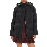 Patrizia Pepe Svart Blank Nylon Pufferjacka Black, Dam