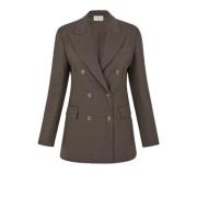 P.a.r.o.s.h. Brun Ullblandning Dubbelknäppt Blazer Brown, Dam