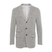 Eleventy Elegant Grå Alpacka Läder Blazer Gray, Herr