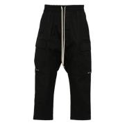 Rick Owens Svarta Cargo Cropped Byxor Black, Herr