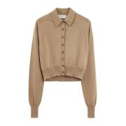 Sportmax Stiligt Stickad Kofta för Kvinnor Beige, Dam