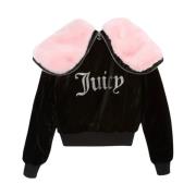 Juicy Couture Svart Velour Diamante Bomberjacka Black, Dam