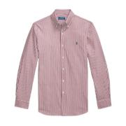 Polo Ralph Lauren Randig Stretch Poplin Skjorta Pink, Herr