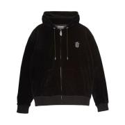 Juicy Couture Svart Velour Hoodie med DL Monogram Black, Herr