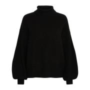 My Essential Wardrobe Svart Rollneck Pullover Tröja Lunamw Black, Dam