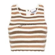 Ganni Brun Broderad Crop Top Brown, Dam