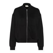 Kaffe Svart Deep Sweatjacket med Dragkedja Black, Dam