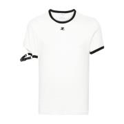 Courrèges Spänne Kontrast T-shirt White, Dam