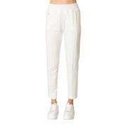 Jijil Vita Sweatpants med Elastisk Midja och Fickor White, Dam