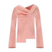 Stine Goya Rosa Satin Asymmetrisk Topp Pink, Dam