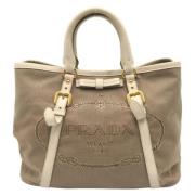 Prada Vintage Pre-owned Canvas handvskor Beige, Dam