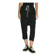 Rick Owens Stain Weave Cropped Byxor med Dragsko Black, Dam