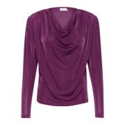 Kaffe Elegant Draperad Jersey Blus Gloxinia Purple, Dam