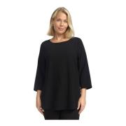 2-Biz Svart Blus med ¾ Ärmar Black, Dam