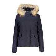 Woolrich Blå Huva Jacka med Avtagbar Päls Blue, Dam