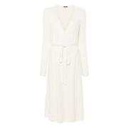 Joseph Vit Linneblandning Casual Midi Klänning White, Dam