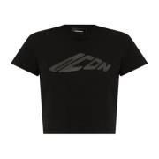 Dsquared2 T-shirt med tryckt logotyp Black, Dam