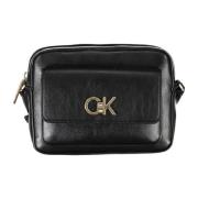 Calvin Klein Svart dam axelväska med dragkedja Black, Dam