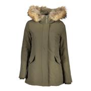 Woolrich Grön huva jacka med avtagbar päls Green, Dam