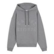 Maison Kitsuné Tryckt Bomull Varsity Hoodie Gray, Herr