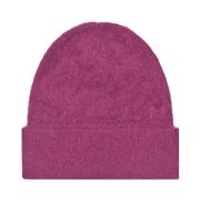 Absolut Cashmere Kashmir Ribbstickad Bonnethatt Purple, Dam