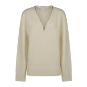 Courrèges Beige Ull Dragkedja Tröja Beige, Dam