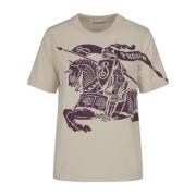 Burberry Ryttare Riddare Bomull T-shirt Beige, Dam