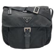 Prada Vintage Pre-owned Canvas axelremsvskor Black, Dam