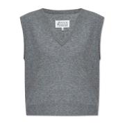 Maison Margiela Ullväst med V-ringning Gray, Dam