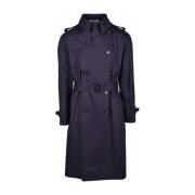 Aquascutum Blå Bomull Dubbelknäppt Trench Coat Blue, Herr