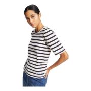 Munthe Randig T-shirt med elegant puffärm Blue, Dam