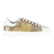 Emporio Armani Sportiga Guld Dam Sneakers med Kontrastdetaljer Yellow,...