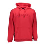 Superdry Röd huvtröja med broderi och logotyp Red, Herr