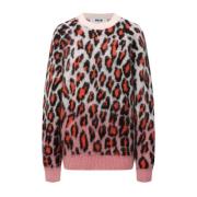 Msgm Leopard Print Mohair Sweater Multicolor, Dam