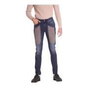 Jeckerson Slim Fit Denim Jeans med Alcantara Patches Blue, Herr