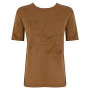 Max Mara Läderbrun T-shirt Bomull Jersey Kort Ärm Brown, Dam