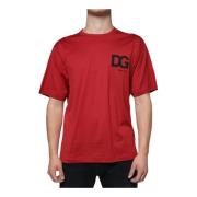 Dolce & Gabbana Röd Logotyp Tryck Bomull T-shirt Red, Herr