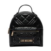 Love Moschino Quiltad Pu-ryggsäck i Svart Black, Dam