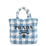 Prada Vintage Pre-owned Raffia handvskor Blue, Dam