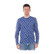 Moschino Stilren Stickad Pullover Tröja Blue, Herr