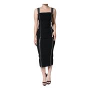 Dolce & Gabbana Svart Sheath Midi Klänning med Dragkedja Black, Dam