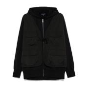 Comme des Garçons Svart Lagerlagd Dragkedja Jacka Med Huva Design Blac...