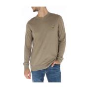 Lyle & Scott Brun Stickad Rund Hals Tröja Brown, Herr