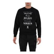 Aries Bomullssweatshirt med frampress Black, Herr