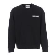 Moschino Logo Sweartshirt med Ribbade Kanter Black, Herr