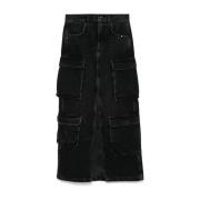 Amish Svart Denim Cargo Jeans Black, Dam