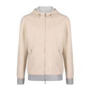 Eleventy Beige ullbomberjacka med huva Beige, Herr