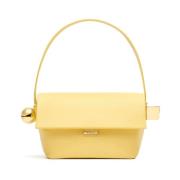 Jacquemus Gul läderväska med vikbar topphandtag Yellow, Dam