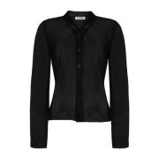 Jil Sander Svart Ull Silke Blandning Kofta Black, Dam