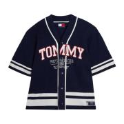 Tommy Hilfiger Färgblock Unisex Baseball Skjorta Blue, Dam